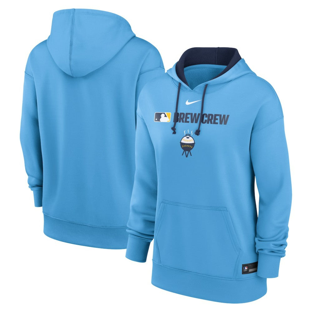 Milwaukee Brewers Nike Women's City Connect Authentic Collection Therma-FIT Hoodie - Powder Blue Hoodies