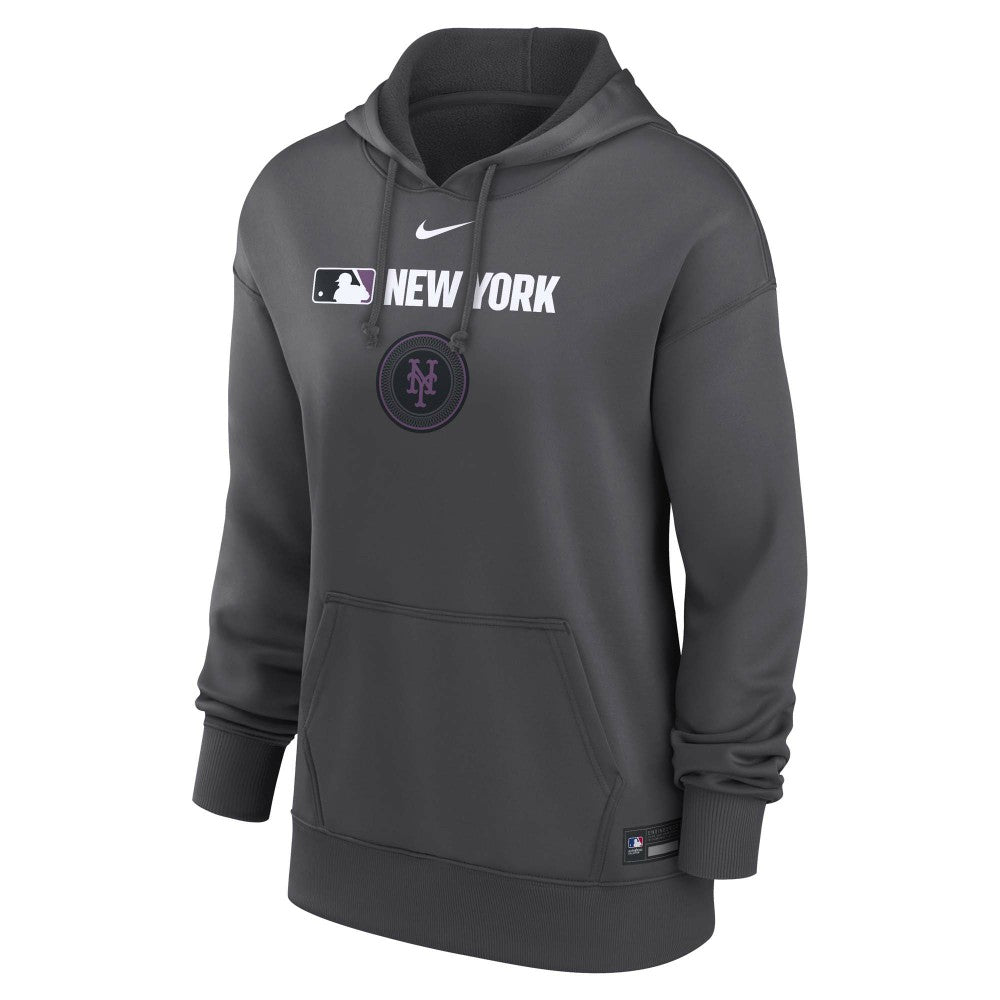 New York Mets Nike Women's City Connect Authentic Collection Therma-FIT Hoodie - Anthracite Hoodies