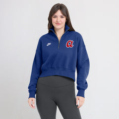 Atlanta Braves Nike Women's Cooperstown Collection Phoenix Fleece Half-Zip Sweatshirt - Royal Sweatshirts