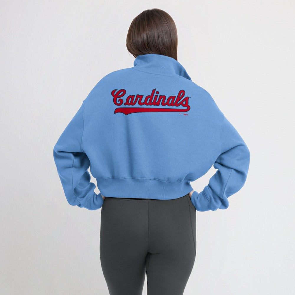 St. Louis Cardinals Nike Women's Cooperstown Collection Phoenix Fleece Half-Zip Sweatshirt - Light Blue Sweatshirts