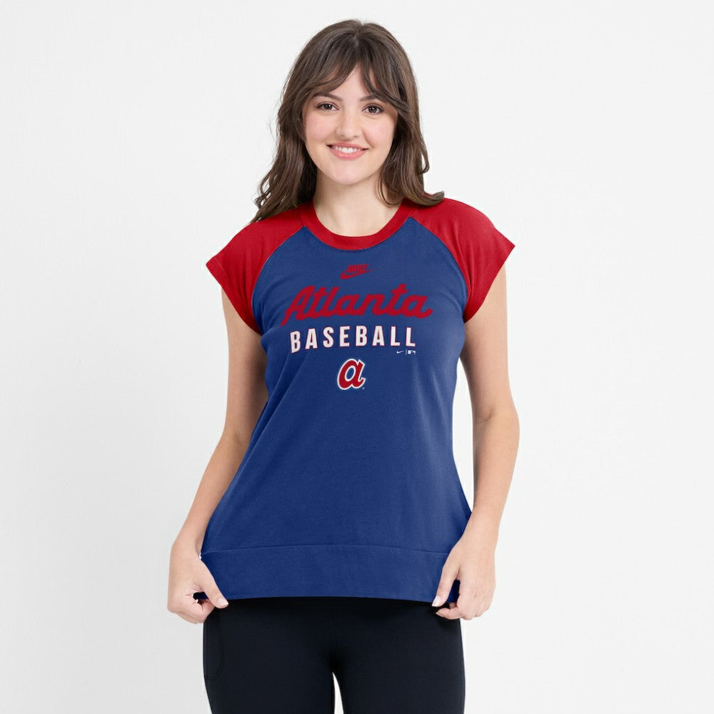 Atlanta Braves Nike Women's Cooperstown Collection Raglan Dri-FIT T-Shirt - Navy/Red T-shirts