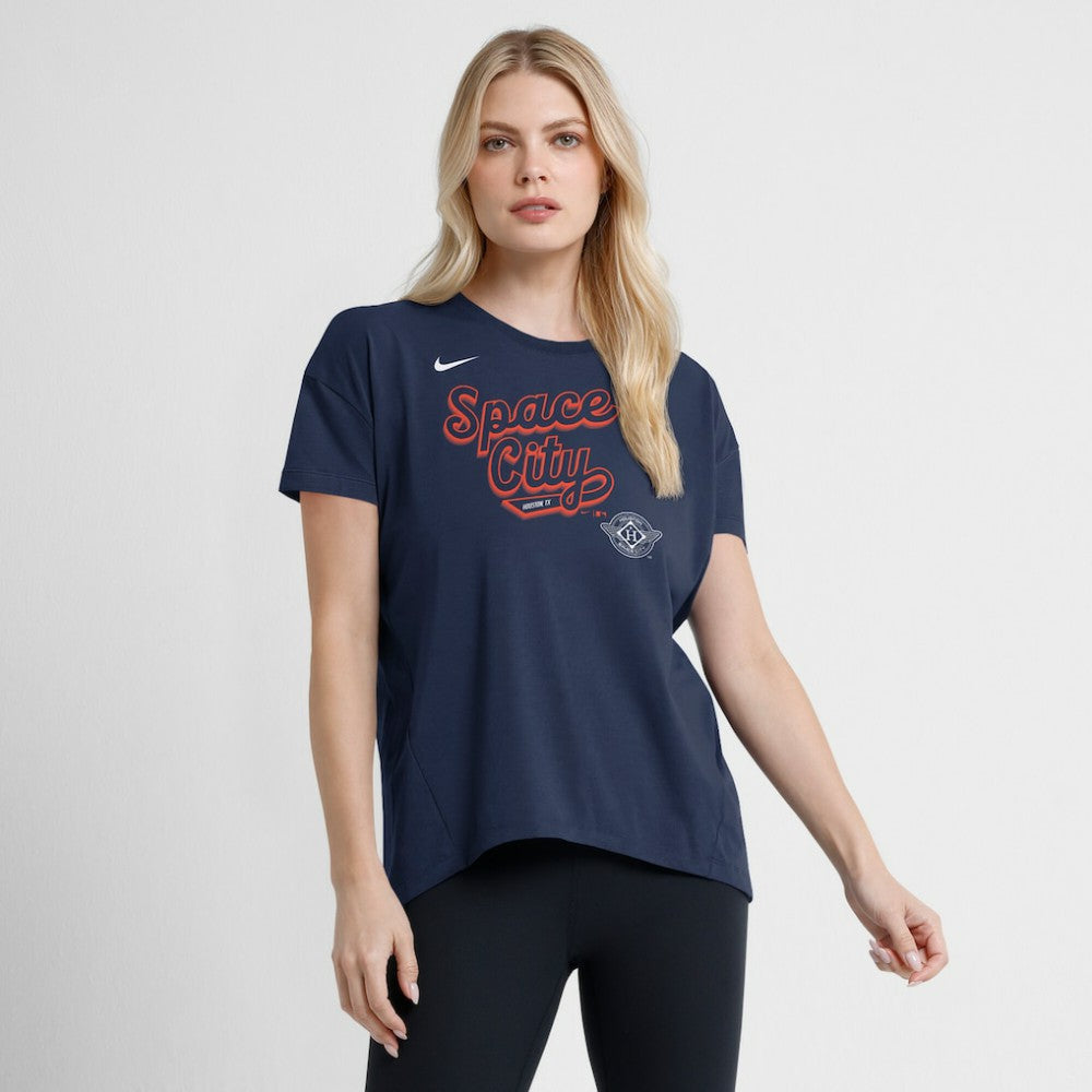 Houston Astros Nike Women's 2025 City Connect Flowy Fashion Tri-Blend Dri-FIT T-Shirt - Navy T-shirts