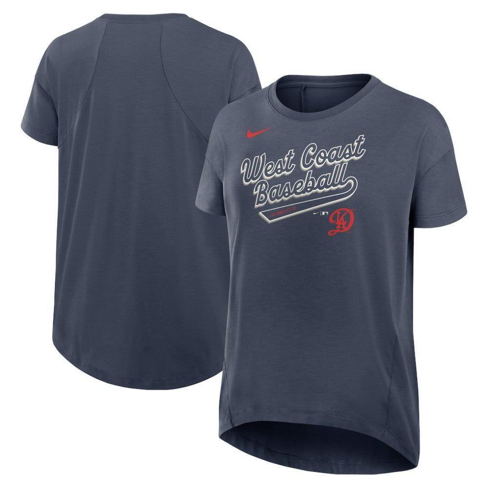 Los Angeles Dodgers Nike Women's 2025 City Connect Flowy Fashion Tri-Blend Dri-FIT T-Shirt - Charcoal T-shirts