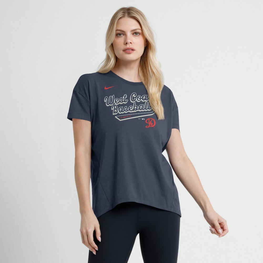 Los Angeles Dodgers Nike Women's 2025 City Connect Flowy Fashion Tri-Blend Dri-FIT T-Shirt - Charcoal T-shirts