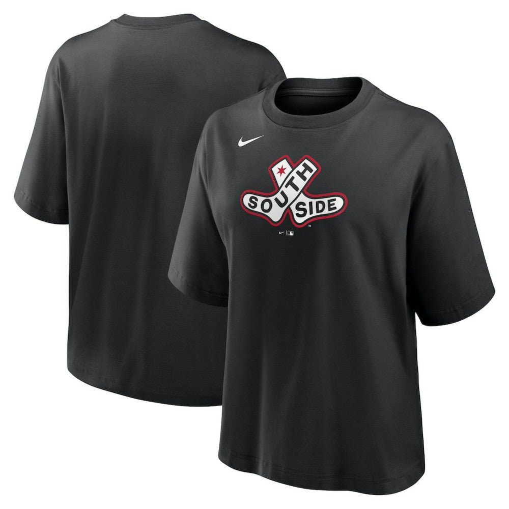 Chicago White Sox Nike Women's 2025 City Connect Logo Boxy T-Shirt - Black T-shirts