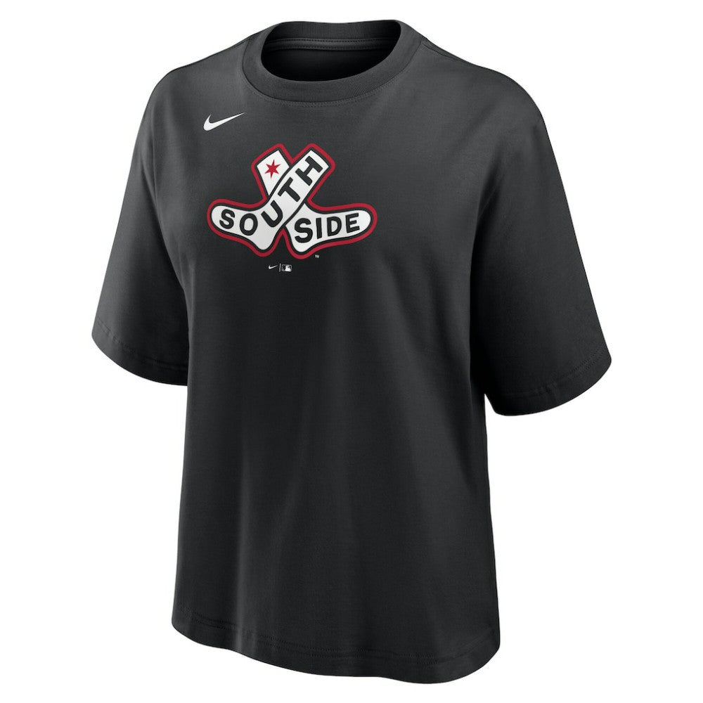 Chicago White Sox Nike Women's 2025 City Connect Logo Boxy T-Shirt - Black T-shirts