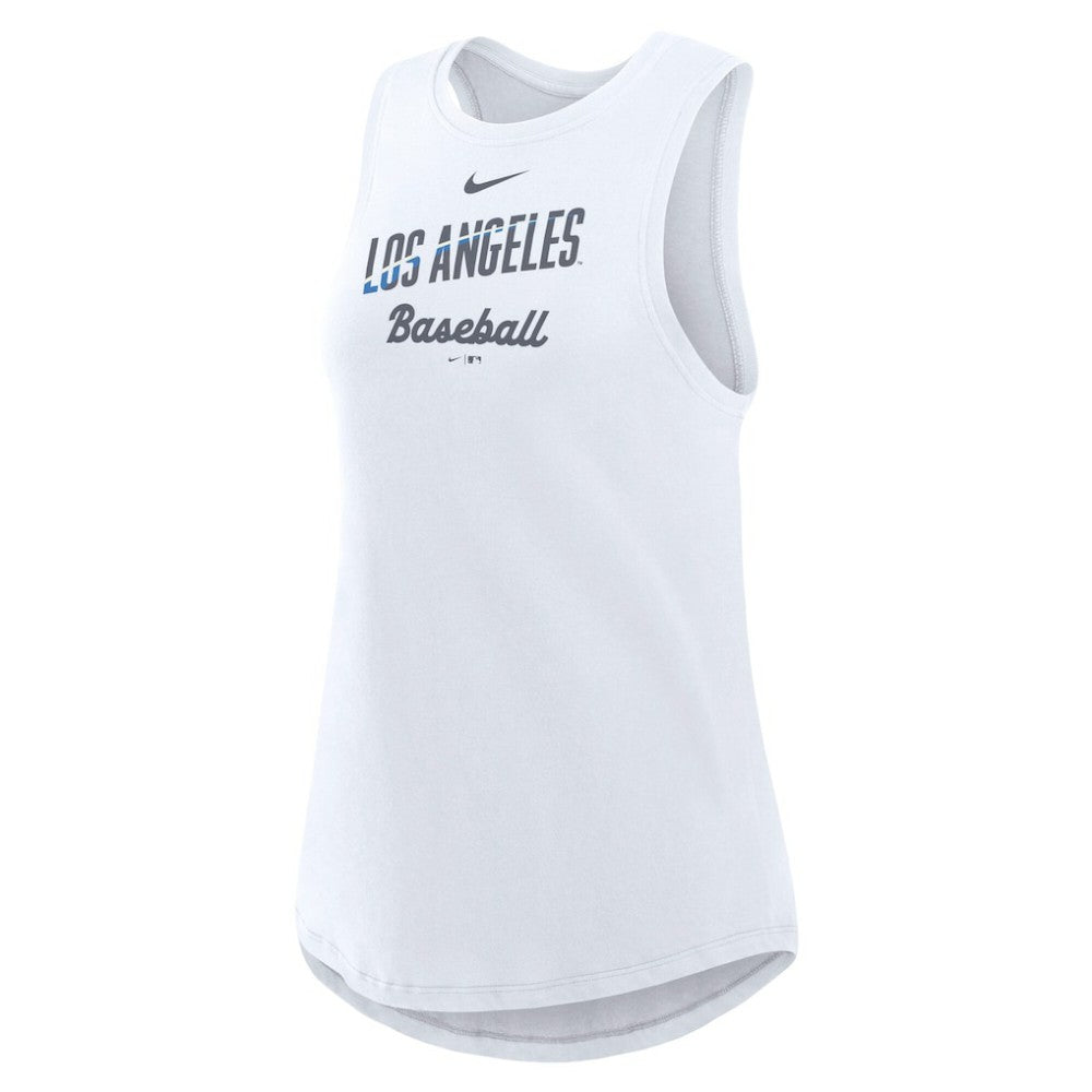 Los Angeles Dodgers Nike Women's City Connect Tricode High Neck Dri-FIT Tank Top - White Tanks