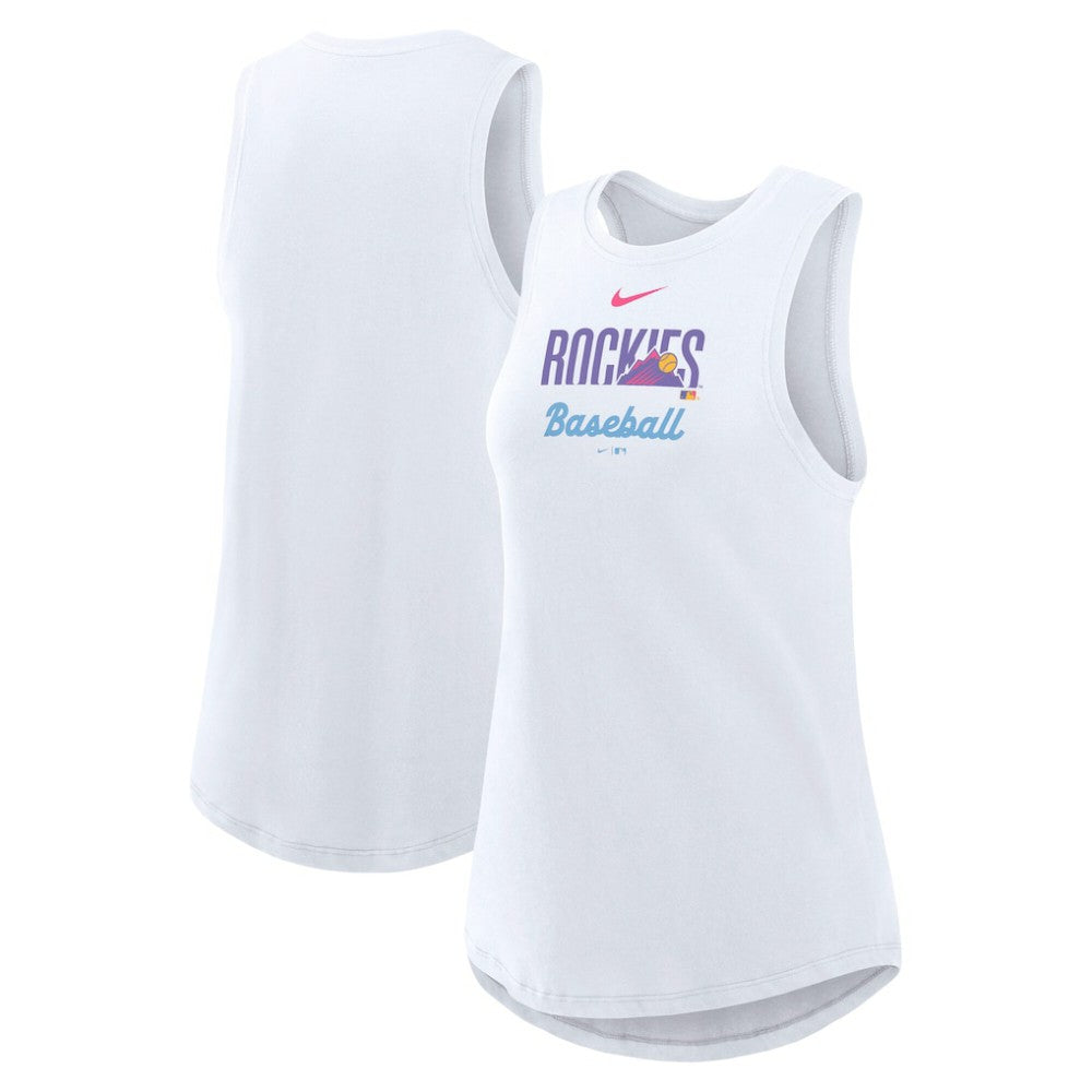 Colorado Rockies Nike Women's City Connect Tricode High Neck Dri-FIT Tank Top - White Tanks