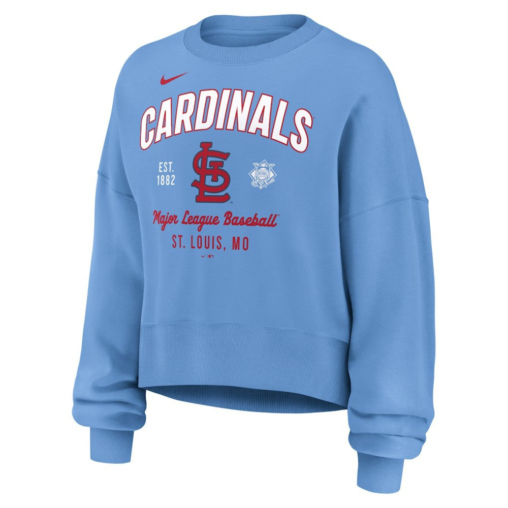 St. Louis Cardinals Nike Women's Oversized High Hip Pullover Sweatshirt - Light Blue Pullover