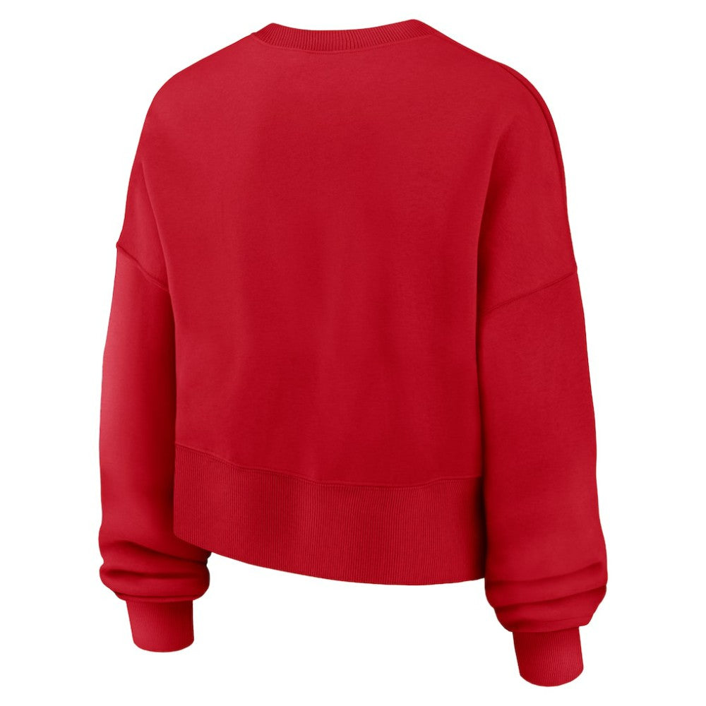 Texas Rangers Nike Women's Oversized High Hip Pullover Sweatshirt - Red Pullover