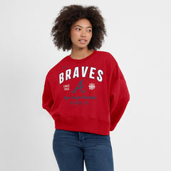 Atlanta Braves Nike Women's Oversized High Hip Pullover Sweatshirt - Red Pullover