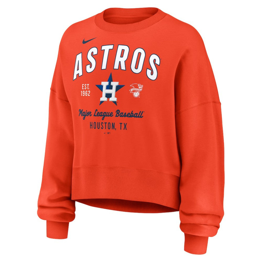 Houston Astros Nike Women's Oversized High Hip Pullover Sweatshirt - Orange Pullover