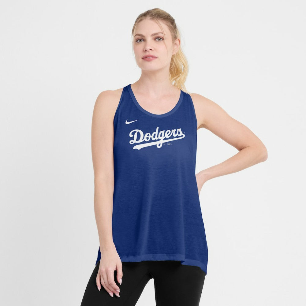 Los Angeles Dodgers Nike Open-Back Crisscross Dri-FIT Tank Top - Royal Tanks