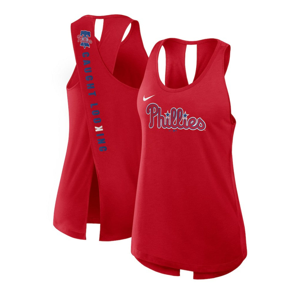 Philadelphia Phillies Nike Open-Back Crisscross Dri-FIT Tank Top - Red Tanks