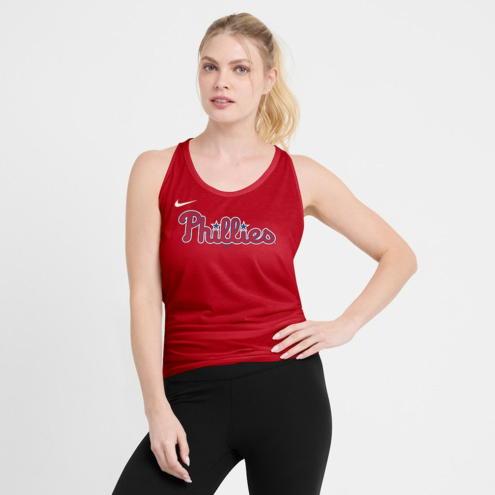 Philadelphia Phillies Nike Open-Back Crisscross Dri-FIT Tank Top - Red Tanks
