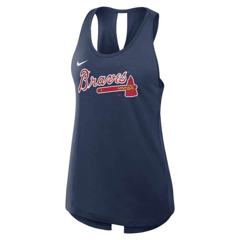 Atlanta Braves Nike Open-Back Crisscross Dri-FIT Tank Top - Navy Tanks