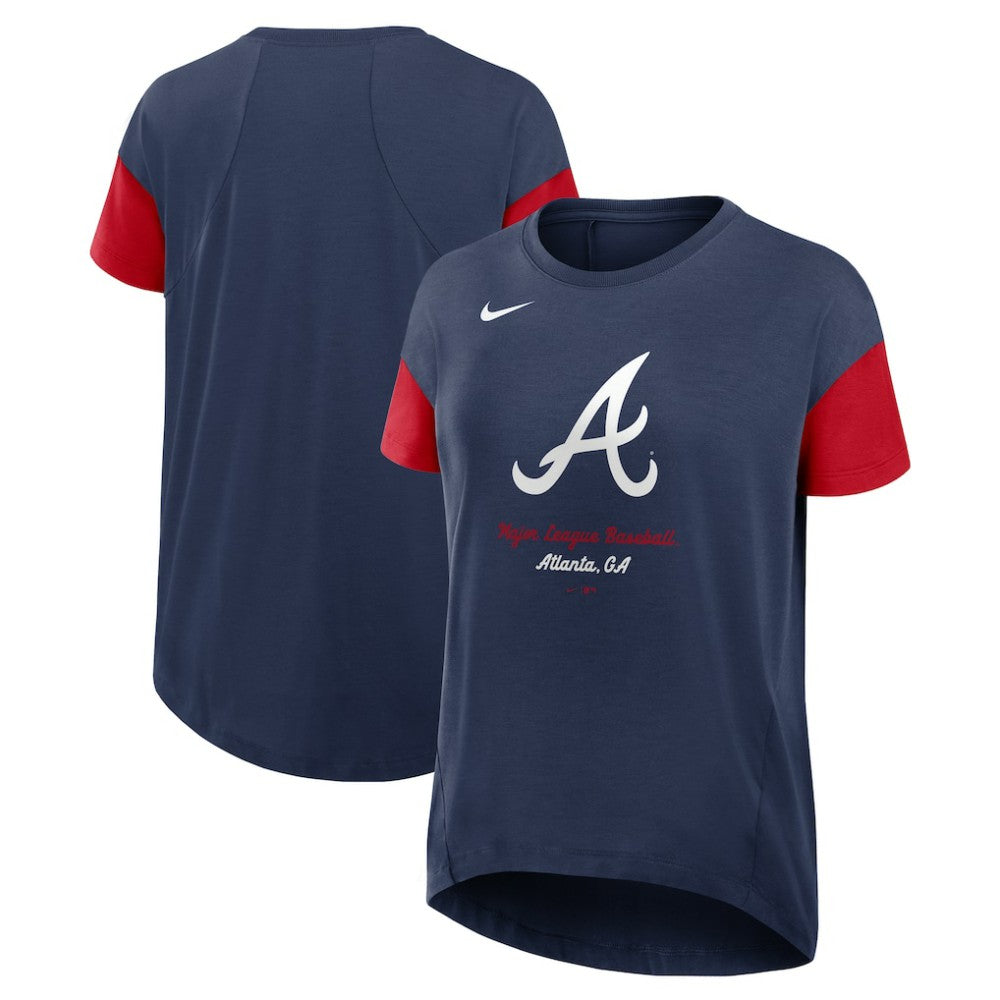 Atlanta Braves Nike Women's Flowy Fashion Tri-Blend Dri-FIT T-Shirt - Navy T-shirts
