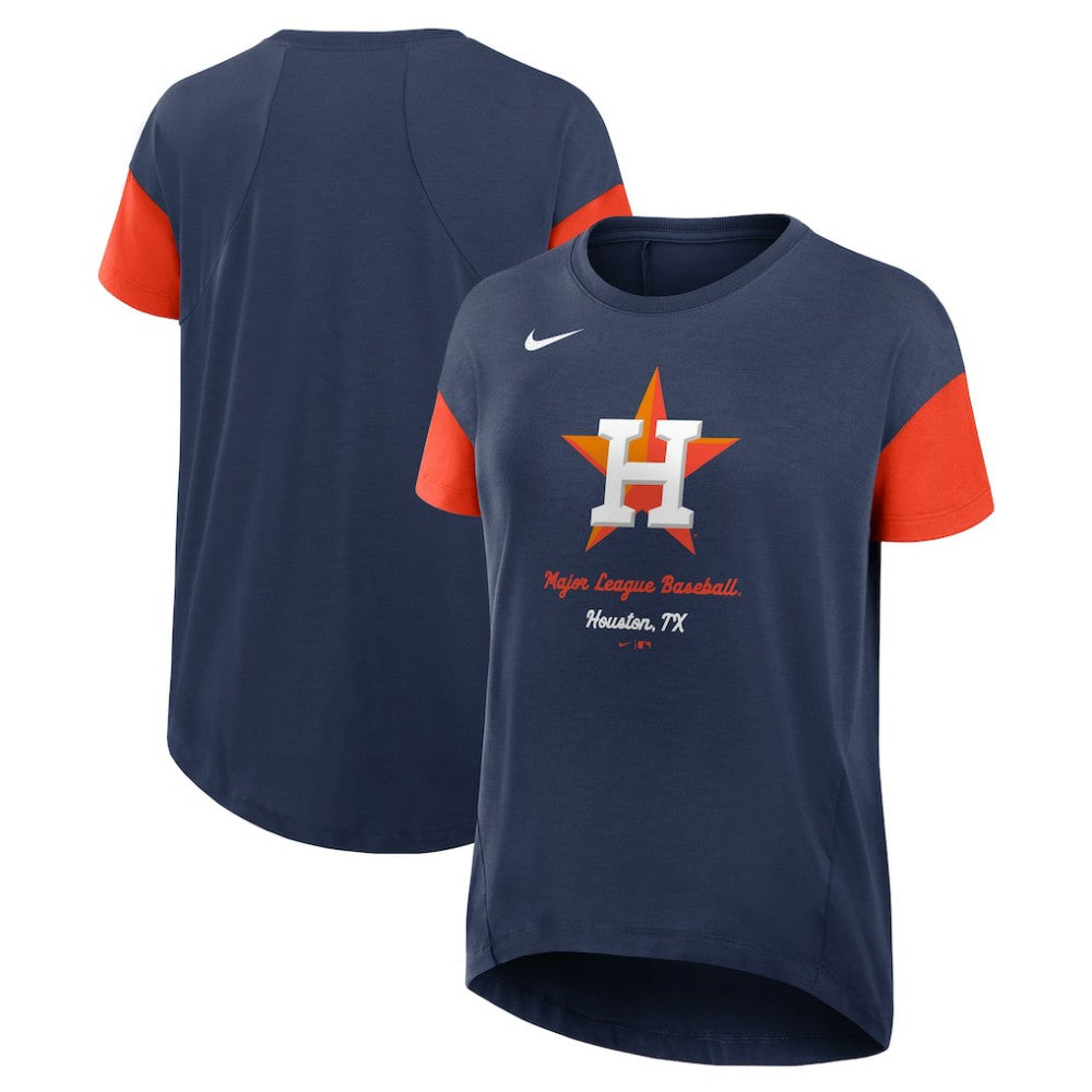 Houston Astros Nike Women's Flowy Fashion Tri-Blend Dri-FIT T-Shirt - Navy T-shirts