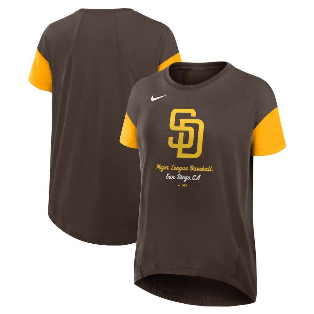 San Diego Padres Nike Women's Flowy Fashion Tri-Blend Dri-FIT T-Shirt - Brown T-shirts