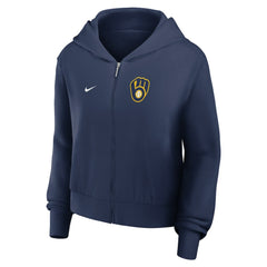 Milwaukee Brewers Nike Women's Cropped Chill Full-Zip Hoodie - Navy Hoodies