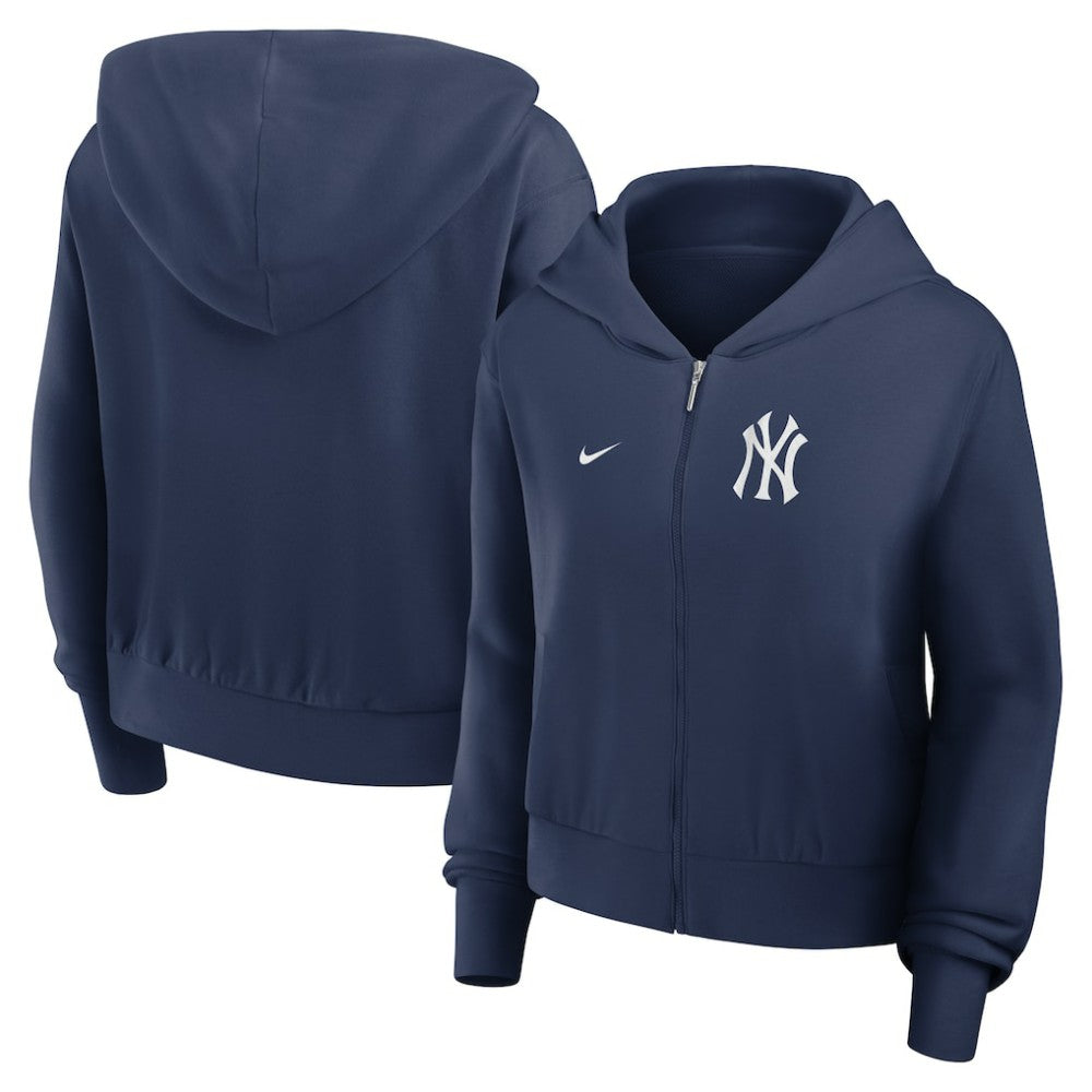 New York Yankees Nike Women's Cropped Chill Full-Zip Hoodie - Navy Hoodies