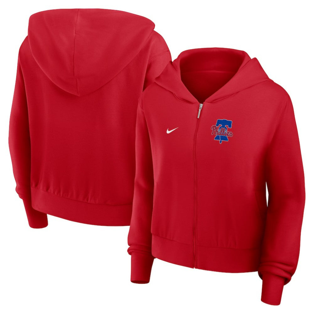 Philadelphia Phillies Nike Women's Cropped Chill Full-Zip Hoodie - Red Hoodies