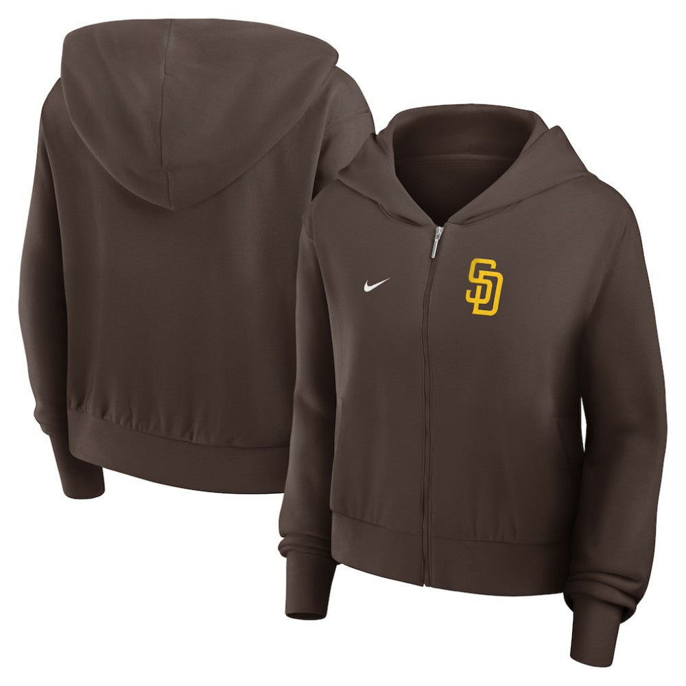 San Diego Padres Nike Women's Cropped Chill Full-Zip Hoodie - Brown Hoodies
