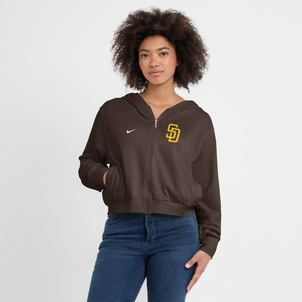 San Diego Padres Nike Women's Cropped Chill Full-Zip Hoodie - Brown Hoodies