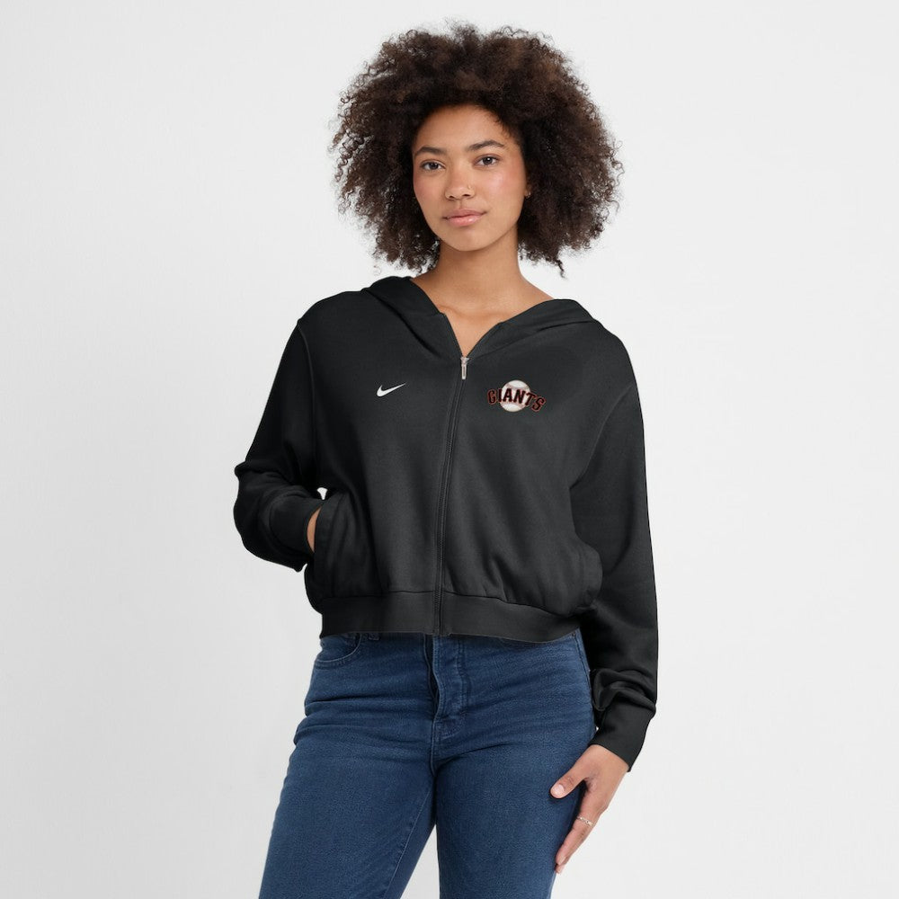 San Francisco Giants Nike Women's Cropped Chill Full-Zip Hoodie - Black Hoodies