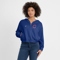 Chicago Cubs Nike Women's Cropped Chill Full-Zip Hoodie - Royal Hoodies