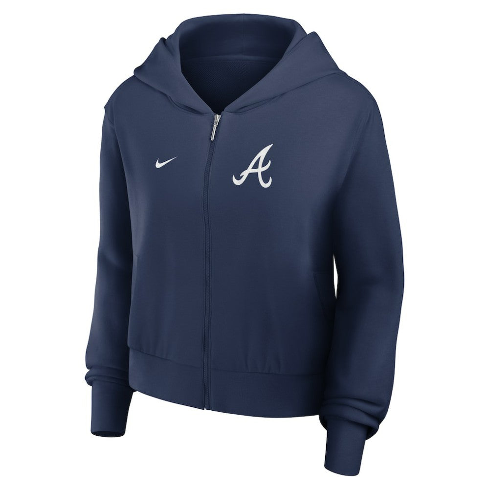Atlanta Braves Nike Women's Cropped Chill Full-Zip Hoodie - Navy Hoodies