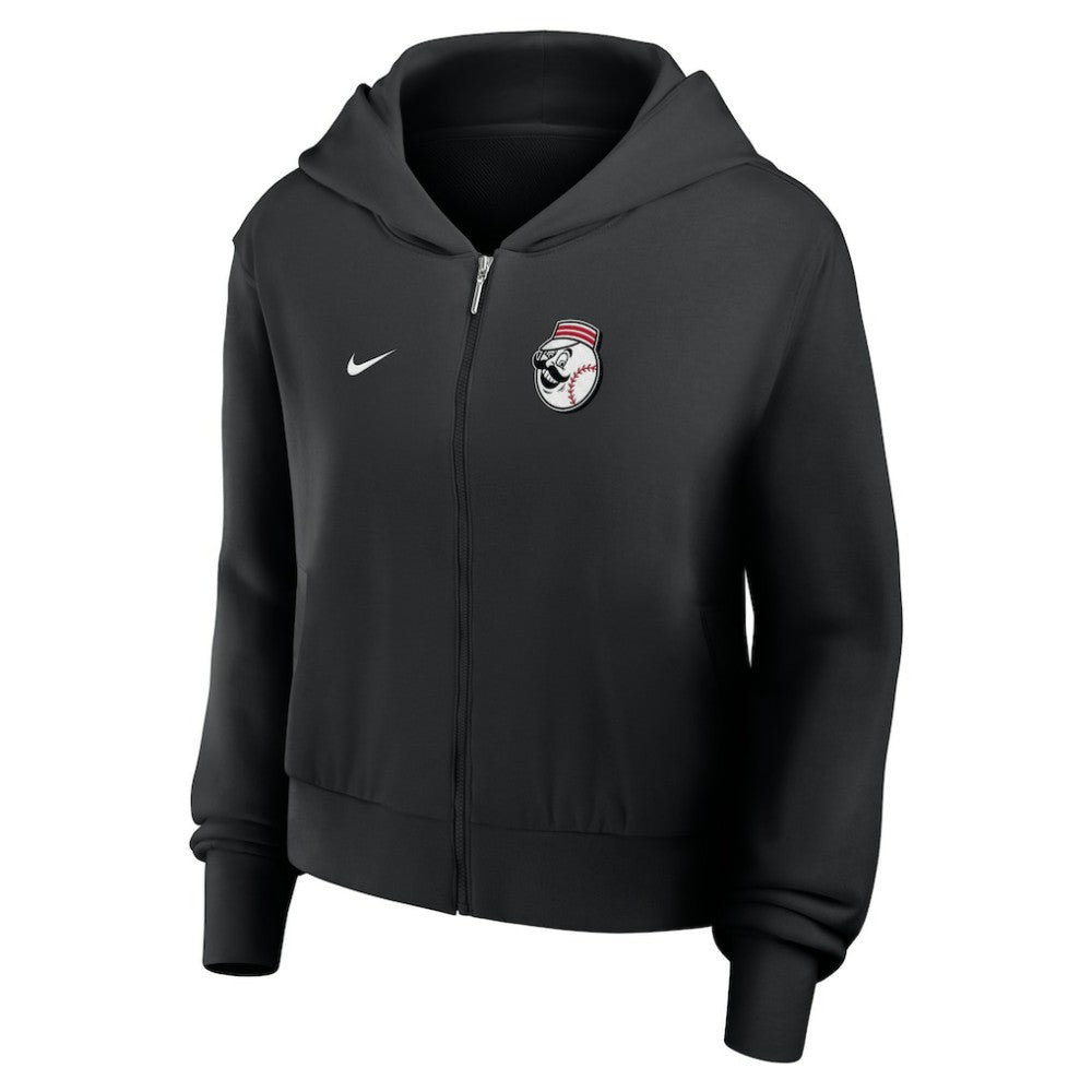 Cincinnati Reds Nike Women's Cropped Chill Full-Zip Hoodie - Black Hoodies
