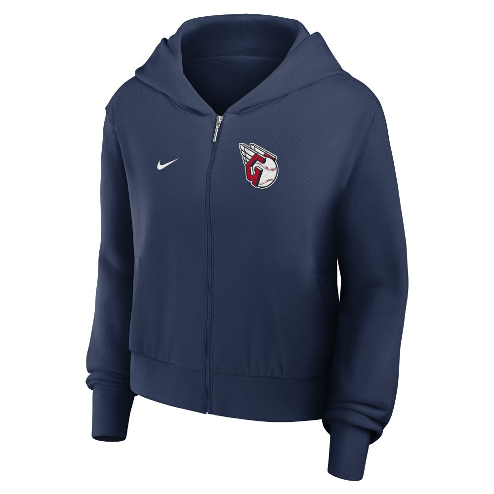Cleveland Guardians Nike Women's Cropped Chill Full-Zip Hoodie - Navy Hoodies