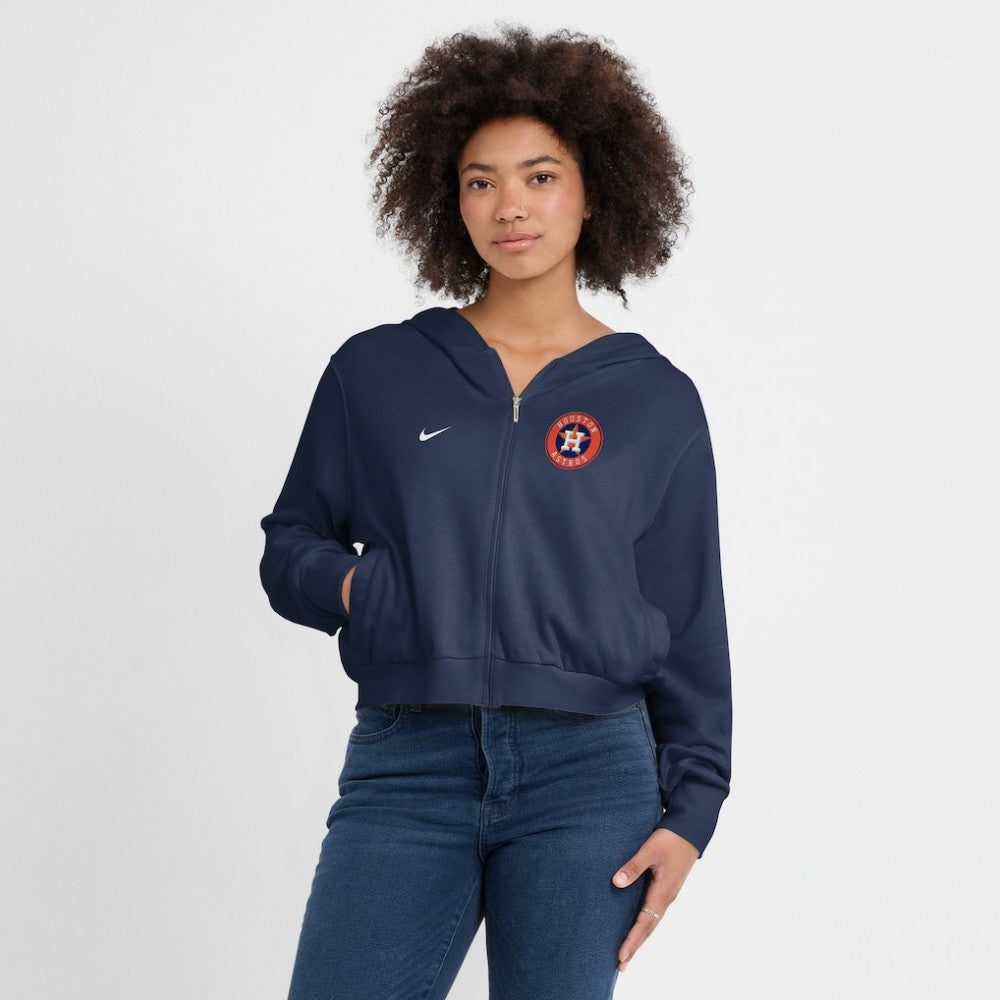 Houston Astros Nike Women's Cropped Chill Full-Zip Hoodie - Navy Hoodies