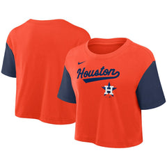 Houston Astros Nike Women's Script Dri-FIT Cropped T-Shirt - Orange/Navy T-shirts