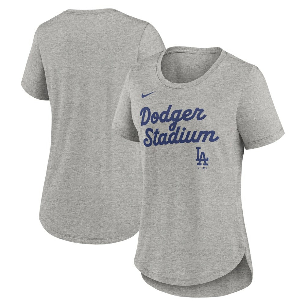 Los Angeles Dodgers Nike Women's Script Tri-Blend T-Shirt - Heather Gray T-shirts