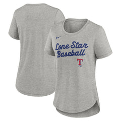 Texas Rangers Nike Women's Script Tri-Blend T-Shirt - Heather Gray T-shirts