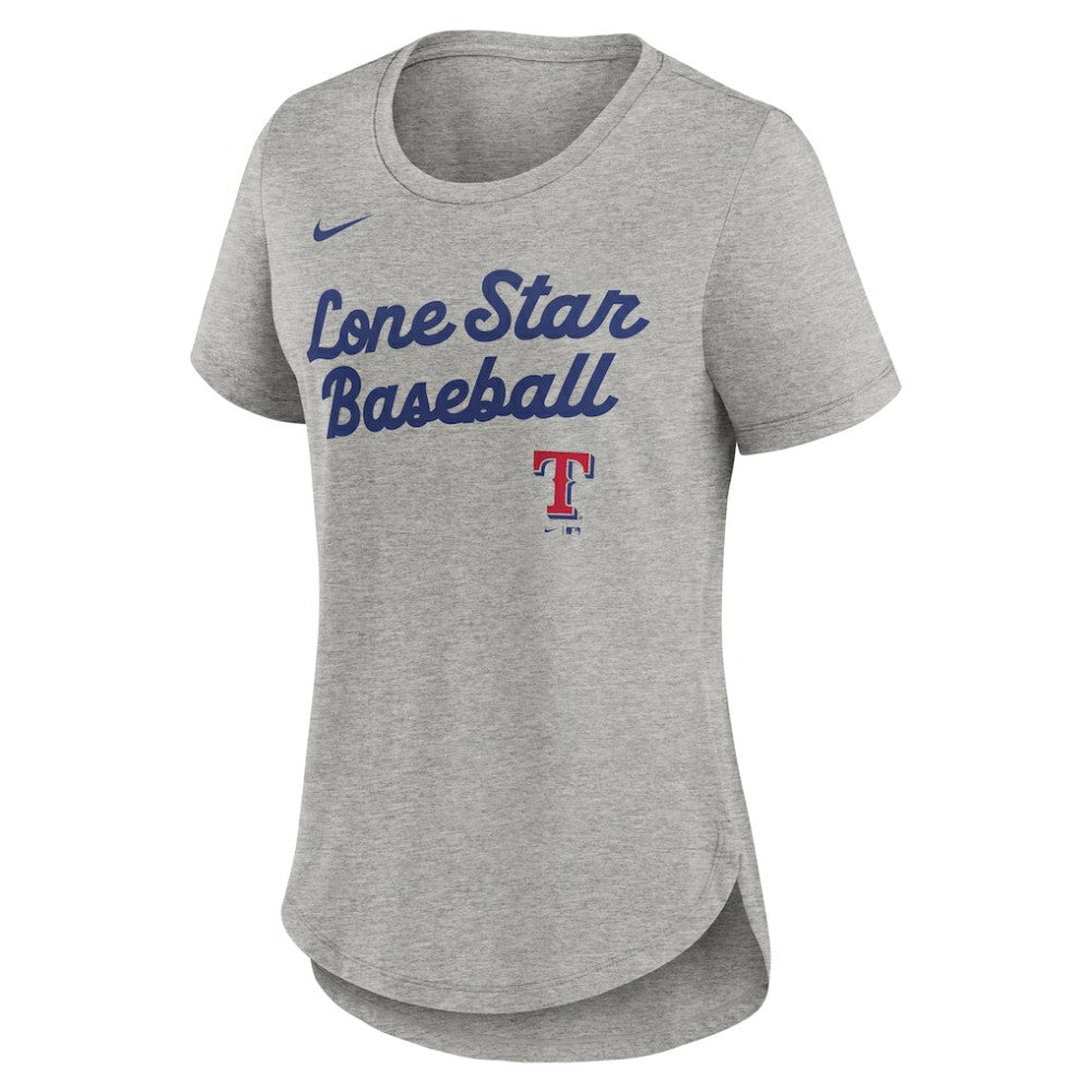 Texas Rangers Nike Women's Script Tri-Blend T-Shirt - Heather Gray T-shirts