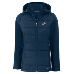 Los Angeles Dodgers Cutter & Buck Women's  Evoke Hybrid Eco Softshell Recycled Full-Zip Hoodie Jacket - Navy Jackets