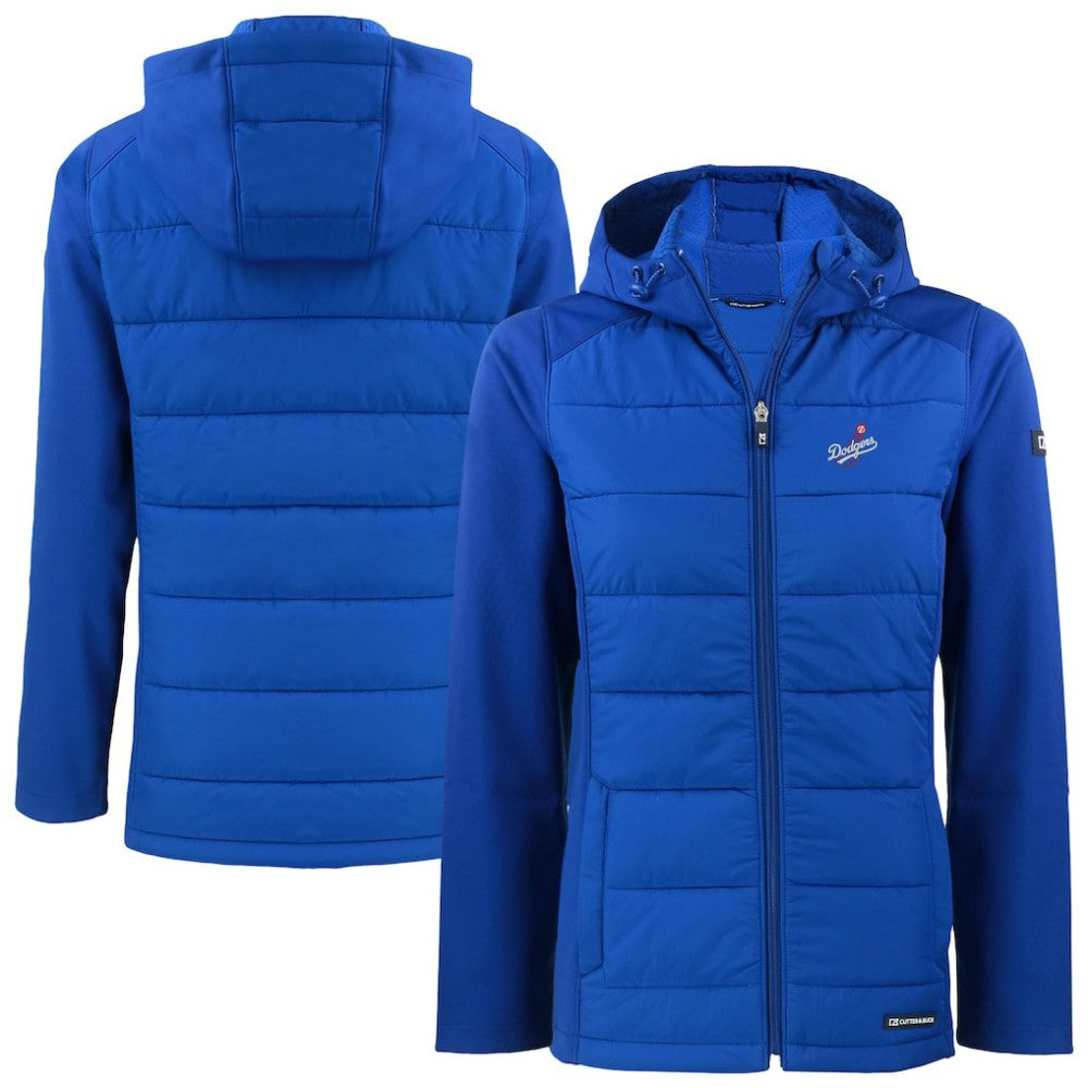 Los Angeles Dodgers Cutter & Buck Women's  Evoke Hybrid Eco Softshell Recycled Full-Zip Hoodie Jacket - Royal Jackets