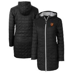 Baltimore Orioles Cutter & Buck Women's Rainier Primaloft Eco Insulated Hooded Full-Zip Long Coat - Black