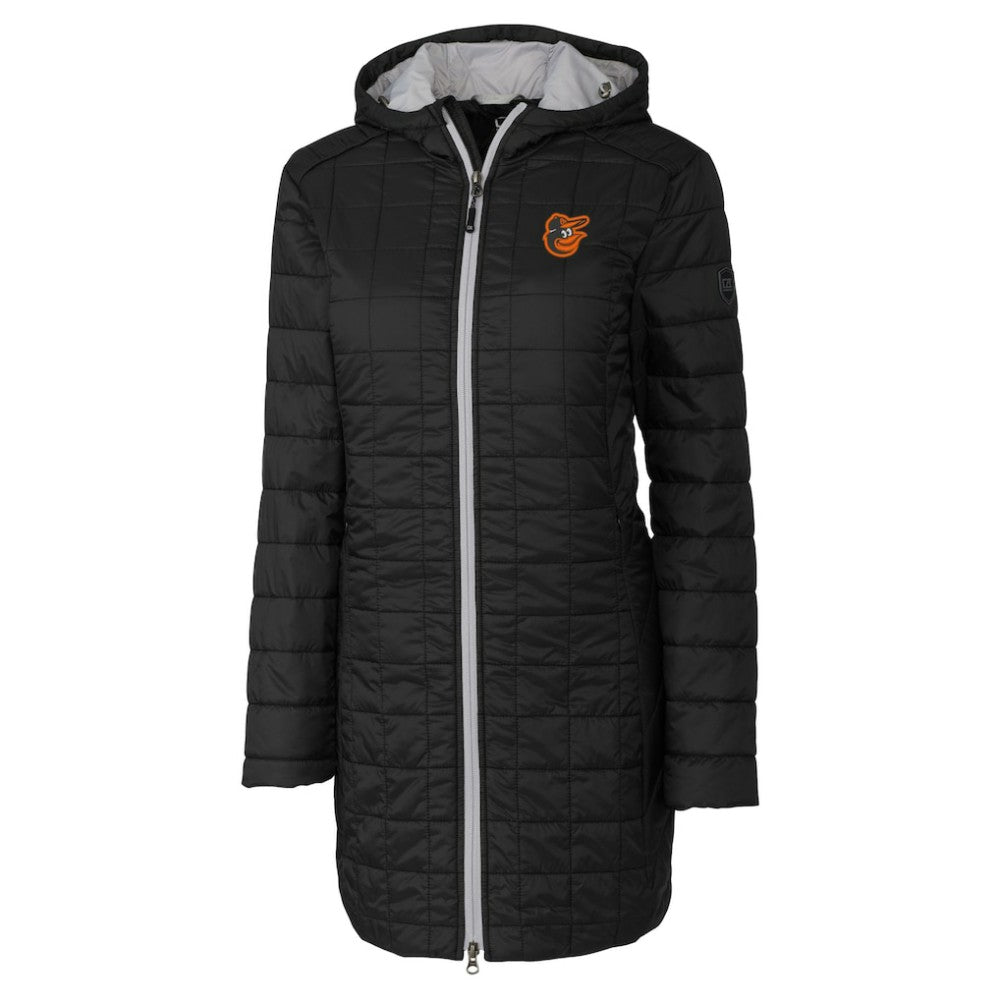 Baltimore Orioles Cutter & Buck Women's Rainier Primaloft Eco Insulated Hooded Full-Zip Long Coat - Black