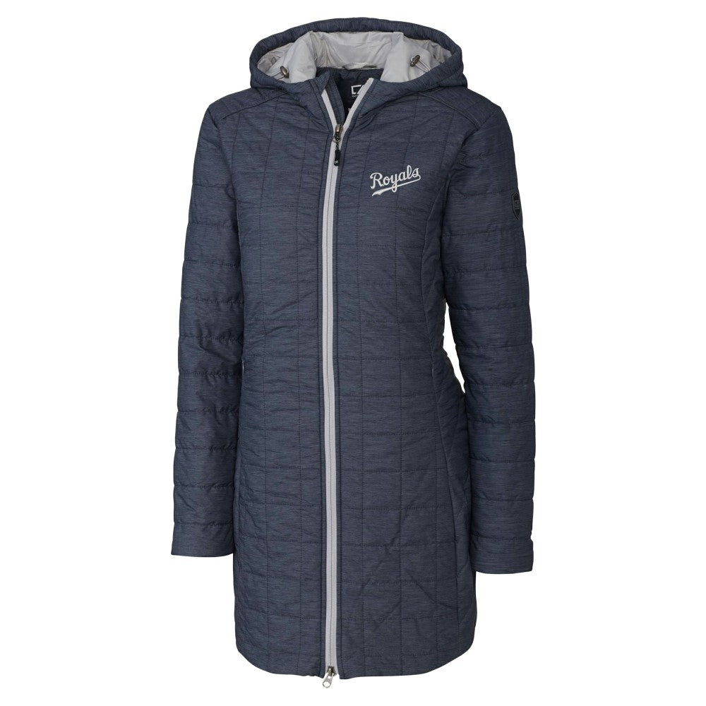 Kansas City Royals Cutter & Buck Women's Rainier Primaloft Eco Insulated Hooded Full-Zip Long Coat - Anthracite