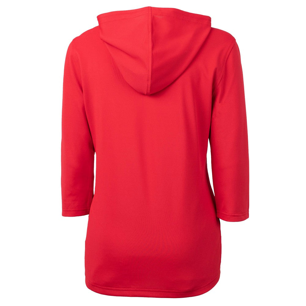 Cleveland Guardians Cutter & Buck Women's  DryTec Virtue Eco Pique Recycled 3/4-Sleeve Half-Zip Pullover Hoodie - Red Hoodies