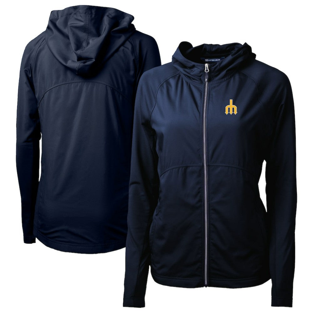 Seattle Mariners Cutter & Buck Women's  Adapt Eco Knit Hybrid Recycled Full-Zip Hoodie - Navy Hoodies