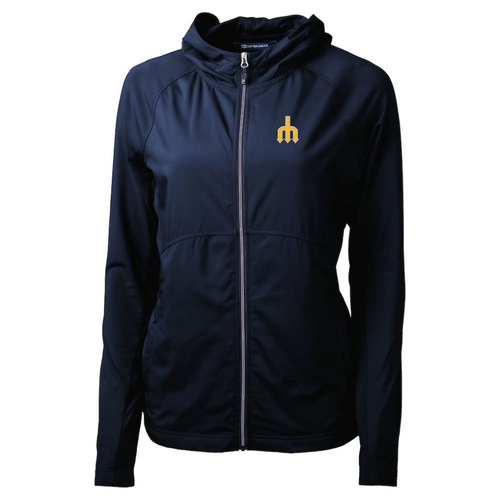 Seattle Mariners Cutter & Buck Women's  Adapt Eco Knit Hybrid Recycled Full-Zip Hoodie - Navy Hoodies