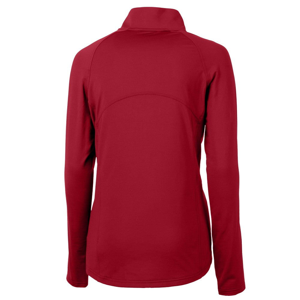 Cleveland Guardians Cutter & Buck Women's  DryTec Adapt Eco Knit Stretch Recycled Raglan Half-Zip Top - Red Tops