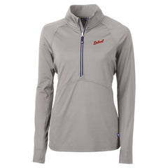 Detroit Tigers Cutter & Buck Women's  DryTec Adapt Eco Knit Stretch Recycled Raglan Half-Zip Top - Gray Tops