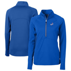 Los Angeles Dodgers Cutter & Buck Women's  DryTec Adapt Eco Knit Stretch Recycled Raglan Half-Zip Top - Royal Tops