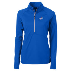 Los Angeles Dodgers Cutter & Buck Women's  DryTec Adapt Eco Knit Stretch Recycled Raglan Half-Zip Top - Royal Tops